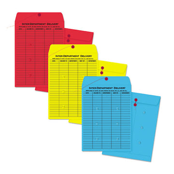 Quality Park™ Colored Paper String And Button Interoffice Envelope, #97, One-sided Five-column Format, 10 X 13, Blue, 100-box freeshipping - TVN Wholesale